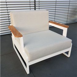 ICM garden lounge lounge furniture Cassis aluminium teck blanc fauteuil 1 place ICM garden lounge lounge furniture Cassis aluminium teck blanc fauteuil 1 place