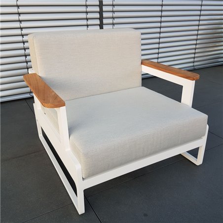 ICM Gartenlounge Loungemöbel Cassis Aluminium Teak weiß 1Sitzer Sessel ICM Gartenlounge Loungemöbel Cassis Aluminium Teak weiß 1Sitzer Sessel