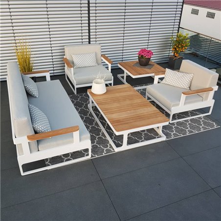 ICM garden lounge muebles de jardín Cassis aluminio Teca blanco ICM garden lounge muebles de jardín Cassis aluminio Teca blanco