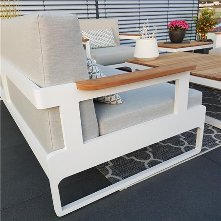 ICM Gartenlounge Gartenmöbel Aluminium Cassis Aluminium Teak weiß Armlehne ICM Gartenlounge Gartenmöbel Aluminium Cassis Aluminium Teak weiß Armlehne