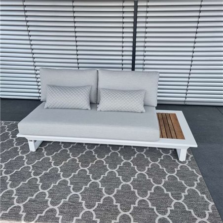 Salon de jardin ICM Cannes aluminium Teck blanc 2 places Salon de jardin ICM Cannes aluminium Teck blanc 2 places