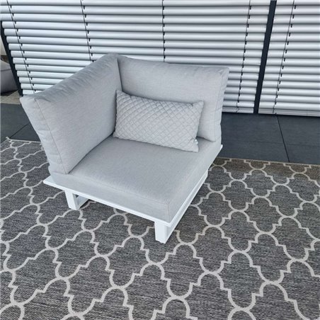 Muebles de salón de jardín ICM Cannes aluminio Teca blanco 2 plazas respaldo Muebles de salón de jardín ICM Cannes aluminio Teca blanco 2 plazas respaldo