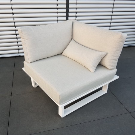 Muebles de salón de salón de jardín ICM Menton aluminio blanco 1 asiento sillón jardín resistente a la intemperie módulo Muebles de salón de salón de jardín ICM Menton aluminio blanco 1 asiento sillón jardín resistente a la intemperie módulo