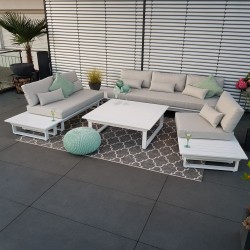 ICM garden lounge muebles de jardín Menton aluminium white lounge furniture lounge set sofá de esquina redonda ICM garden lounge muebles de jardín Menton aluminium white lounge furniture lounge set sofá de esquina redonda