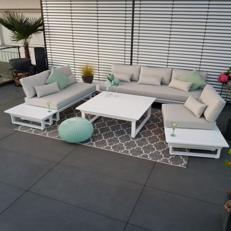 ICM Gartenlounge Gartenmöbel Menton Aluminium weiß Loungemöbel Lounge set Rundecke sofa Lounge Modul Set ICM Gartenlounge Gartenmöbel Menton Aluminium weiß Loungemöbel Lounge set Rundecke sofa Lounge Modul Set