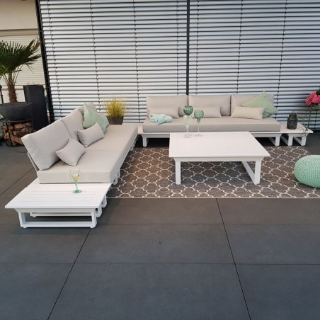 ICM salon de jardin mobilier d'extérieur Menton aluminium blanc module de mobilier de salon alu luxe ICM salon de jardin mobilier d'extérieur Menton aluminium blanc module de mobilier de salon alu luxe