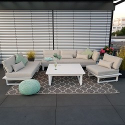 ICM garden lounge muebles de jardín St. Tropez aluminio blanco módulo exterior resistente a la intemperie ICM garden lounge muebles de jardín St. Tropez aluminio blanco módulo exterior resistente a la intemperie