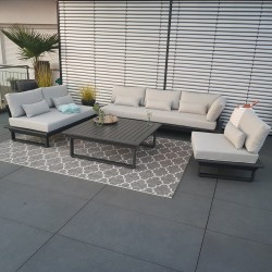 Garden lounge set muebles de jardín St.Tropez aluminio antracita módulo de esquina redonda lujo exclusivo alu exterior Garden lounge set muebles de jardín St.Tropez aluminio antracita módulo de esquina redonda lujo exclusivo alu exterior