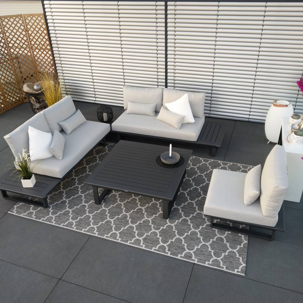 ICM garden lounge outdoor furniture Grenoble aluminum module anthracite luxury set garden furniture