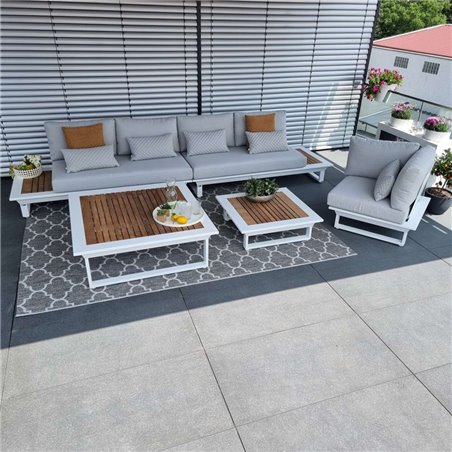 Salón de jardín Set Cannes blanco teca Salón de jardín Set Cannes blanco teca