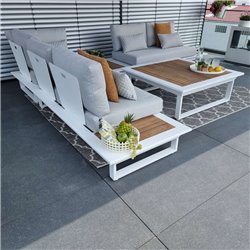 Salón de jardín Set Cannes blanco teca Salón de jardín Set Cannes blanco teca