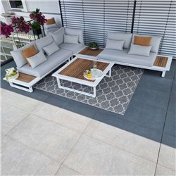 Salón de jardín Set Cannes blanco teca Salón de jardín Set Cannes blanco teca