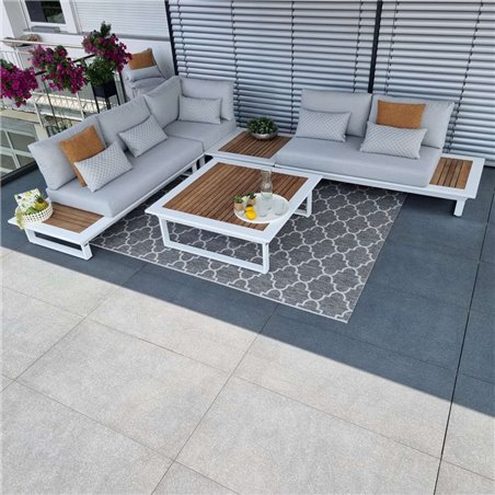 Gartenlounge Set Cannes Weiss Teak Gartenlounge Set Cannes Weiss Teak