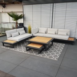 ICM garden lounge furniture Cannes aluminium Teak anthracite Lounge module set ICM garden lounge furniture Cannes aluminium Teak anthracite Lounge module set