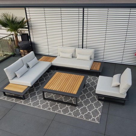 ICM jardín salón muebles de jardín aluminio aluminio aluminio teca antracita Conjunto de módulos lounge ICM jardín salón muebles de jardín aluminio aluminio aluminio teca antracita Conjunto de módulos lounge