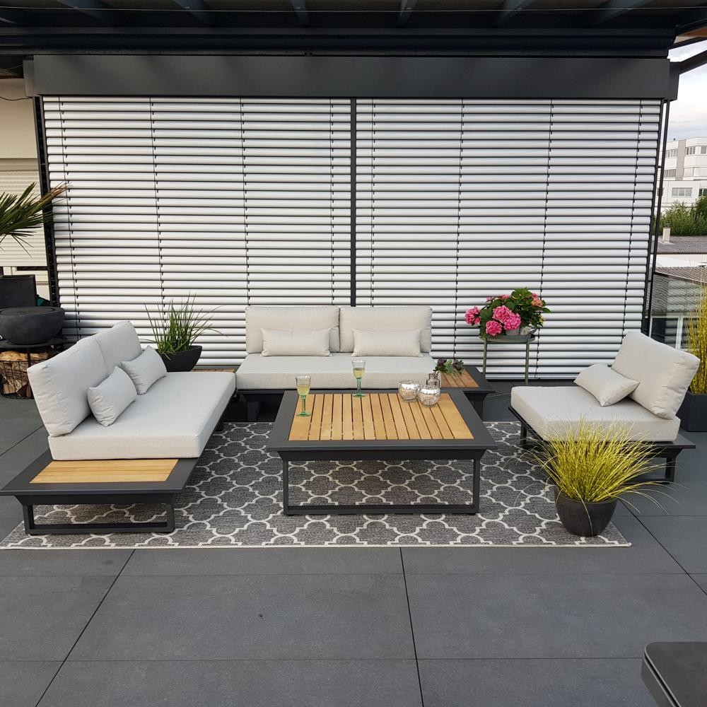 garden lounge garden furniture Cannes aluminium Teak anthracite Lounge module set aluminum